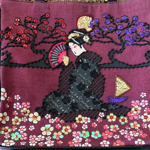 Vintage PREZZO Geisha Girl Beaded Embellished Collectible Handbag Shoulder - Picture 3 of 9
